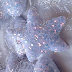 6 White Velvet &  Iridescent Sequins Lg Ornaments Christmas New